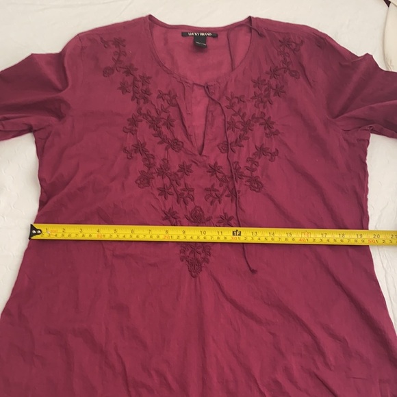 Lucky Brand raspberry keyhole cotton boho tunic L - Picture 10 of 12